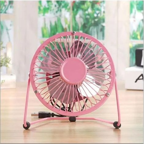 Mini ventilateur portable USB, refroidisseur métallique, réfrigération 3 lames, ventilateurs silencieux de bureau, pour voiture, or (1/5)