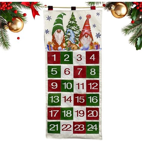 Calendrier Mural De Noël En Tissu 24 Jours Grand Format Doux Et Portable Poches Pour Calendrier Décompte Noël Pour Bureau Cuisine Salle Bain Crèche Chambre Salle Classe École (1/5)