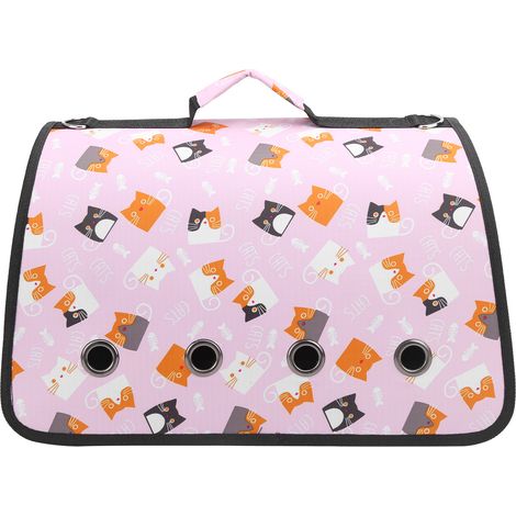 Sac de transport pliable d'extérieur pour petits animaux (chat, chiot, rose), 8 compartiments, bandoulière, pour chat. (1/5)