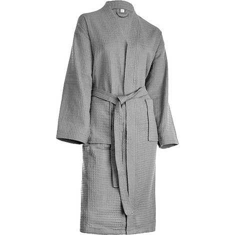 Hommes et Femmes Coton Gaufre Kimono Peignoir De Bain Robe De Spa - L (1/4)