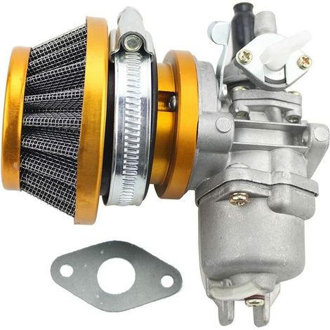 Tuning Carburetor with Air Filter Replacement for 2 Stroke 47cc 49cc Carb Go Kart Scooter Moped Replacement for Mini Quad ATV Dirt Pocket Bike Gold (1/5)