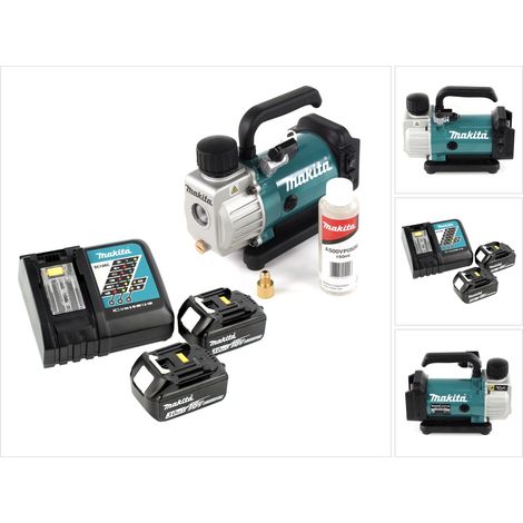 Bomba de vacío sin cable Makita DVP 180 RF 18V + 2x batería BL 1830 3,0 Ah + cargador DC 18 RC (1/5)