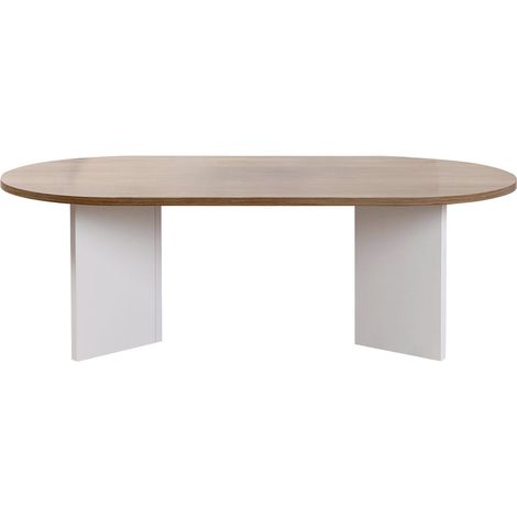 Table basse ovale effet Noyer et piètement blanc 119 cm - Orane (1/5)