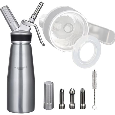 Distributeur de crème fouettée en acier inoxydable, vaporisateur de crème pour desserts, siphon à crème, bouteille à espuma, machine à crème fouettée (1/5)