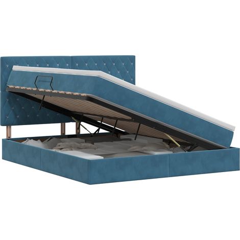 Maison Exclusive - Letto con contenitore e materasso Blu Scuro 140 x 200 cm (1/5)