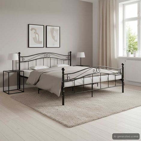 vidaXL Estructura de cama de metal negro 200x200 cm (1/5)