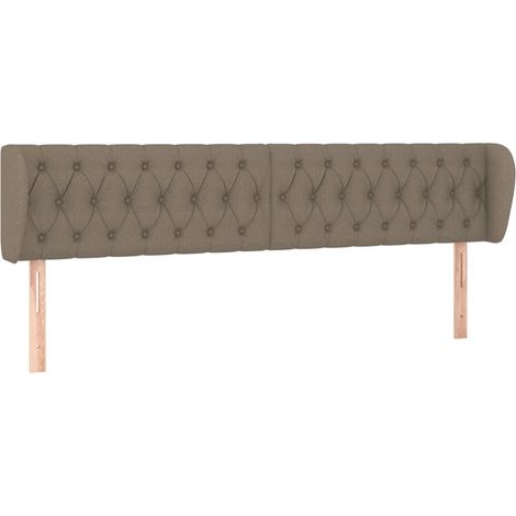 Testiera Testata del letto ad Orecchio Tortora 203x23x78/88 cm in Tessuto (1/5)