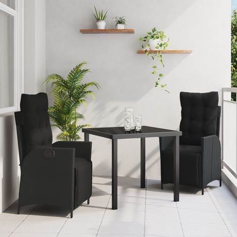 3-teiliges Garten-Esstisch-Set aus schwarzem Poly-Rattan vidaXL596975 (1/5)