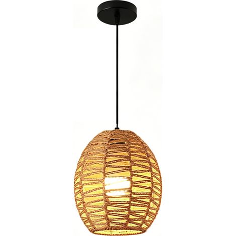 Suspension en rotin tressé main — Style bohème réglable — Pour salon, salle à manger, cuisine et chambre
