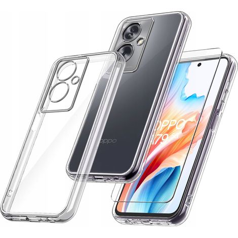 Funda delgada para Oppo A79 5G, carcasa transparente, parte trasera transparente + cristal (1/4)