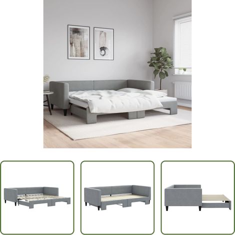 Schlafsofa -  Tagesbett Ausziehbar Hellgrau 100x200 cm Stoff