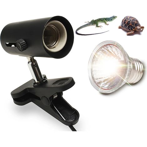 Kit de lampe pour reptiles avec support de lampe en céramique à pince, lampe chauffante UV pour tortues et lézards. (1/5)