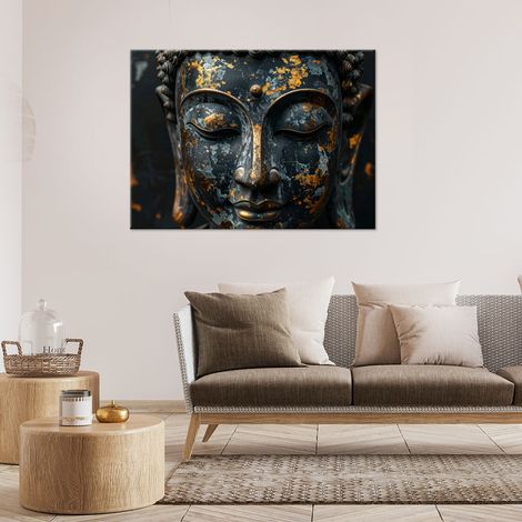 Wandbild Schwarze Buddha-Statue Zen-Spa Orient 100x70 (1/4)