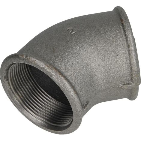 Raccord en fonte malléable noir coude 45° 2'' FF/FF