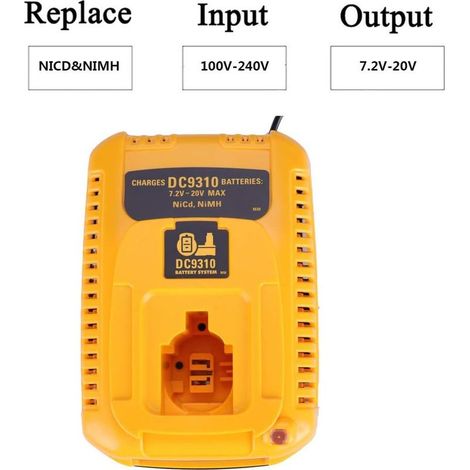 Chargeurs DC9310 DW9116 pour Dewalt 7.2V-20V Chargeur de Batterie Ni-CD & Ni-MH Batteries DC9096/DC9098/DC9099/DW9099/DE9095/DC9091 (1/4)