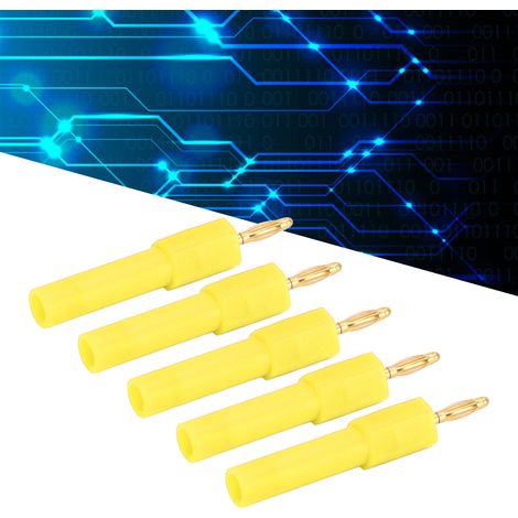 Adaptateur J.20011 2 mm mâle vers 4 mm femelle, fiche banane, vendu par lot de 5 (jaune) (1/5)