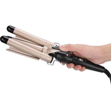 Fer à Lisser et Boucler 3 en 1, Lisseur à Plaques Crantées 22mm, Pour Coiffure à Domicile, Voltage 110V-240V avec Adaptateur UE (1/5)
