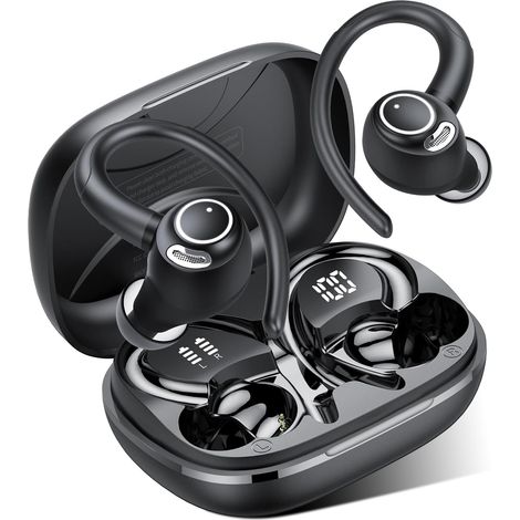 Ecouteurs Bluetooth sans Fil Sport, 2026 Headphones 5.4 HiFi Stéréo, Ecouteurs sans Fil avec ENC Mic, Ecouteur Pour Courir, IP7 Étanche Écouteur, 40H, Oreillette Sans Fil, Casque Écran LED, Noir (1/5)