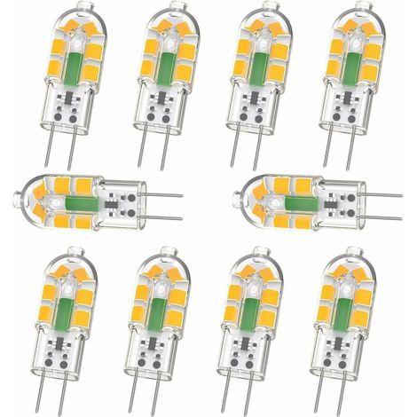 Ampoule G4, Ampoule G4 LED 2W 200LM, Équivalent 20W G4 Ampoule Halogène, Blanc Chaud 3000K, AC/DC 12V, Sans Scintillement, Non Dimmable, Lot de 10 (1/5)