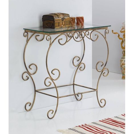 Consolle Rettangolare in Ferro Battuto Colori Ferro: Verde - Shabby Chic (1/3)