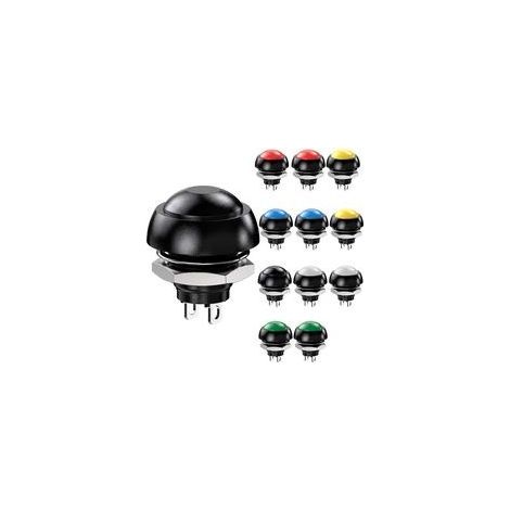 12 boutons-poussoirs momentanés étanches 12 mm, SPST, marche/arrêt, 3 A/3 V, 5 V, 9 V, 12 V, 24 V et 230 V CA, ronds, pour voiture, PC, lampe de table et sonnette.