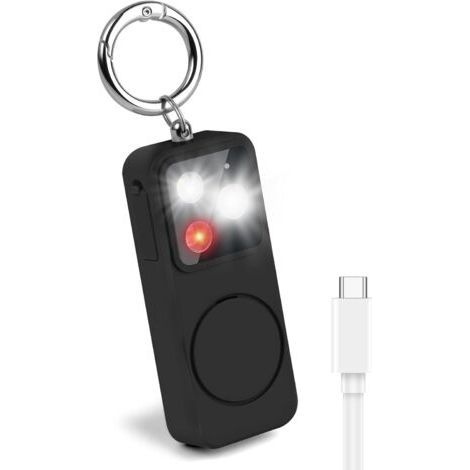 Alarme Personnelle avec Lumière LED, Ring Alarm de 150 DB, Sifflet et Alarme Personnelle, Lampe Puissante, Alarmes de Poche, Porte clés Compact d'urgence pour Enfants, Femmes et Personnes âgé (1/5)