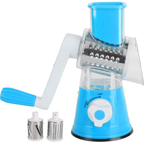 Râpe à Légumes Rotative avec Manivelle - Découpeur et Râpeur Multifonction pour Fruits et Légumes - Accessoire de Cuisine Bleu (1/5)