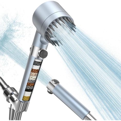 Shower set, filtered shower head with hand shower, high-pressure shower head with filter (1/5)