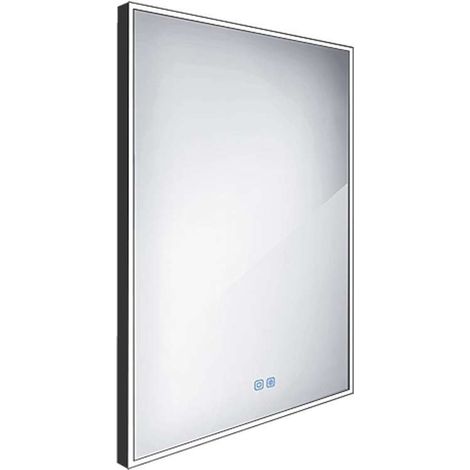 Nimco Espejos - Espejo con iluminación LED, 60x80 cm, sensor táctil, negro ZPC 13002VX-90 (1/5)