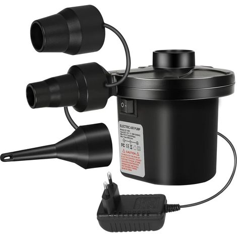 Gonfleur-dégonfleur électrique, pour la maison et la voiture, avec 3 embouts pour matelas de piscine (1/5)