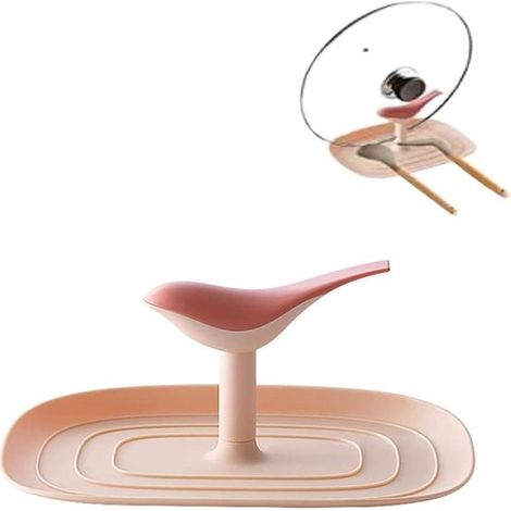 Stilvolles und multifunktionales Küchenregal mit rosa Vogelmuster, geeignet zur Aufbewahrung von Topfdeckeln, Löffeln und Besteck. (1/2)