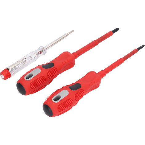 Tournevis cruciforme à fente rouge, détecteur de courant, poignée isolée antidérapante, stylo testeur de tension électrique (1/5)