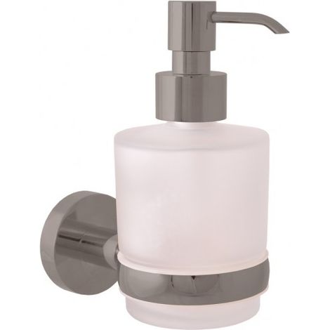 Distributeur de savon COLORADO en verre et laiton métal gris brossé 200 ml (1/2)