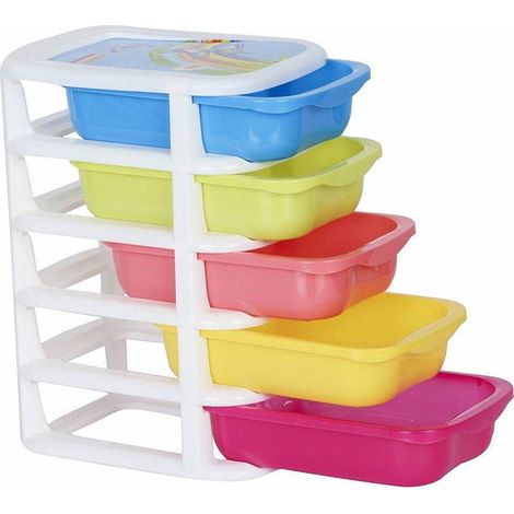 TrAdE Shop Traesio - Mini Scatola Di Stoccaggio Cassetto Desktop In Plastica A 5 Strati Multicolore - (1/5)