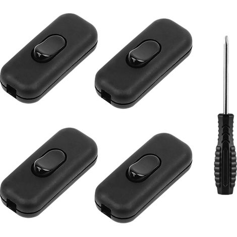 4pcs Small Black Lamp Switch (6A, 250V) For home and bedroom lighting (1/5)