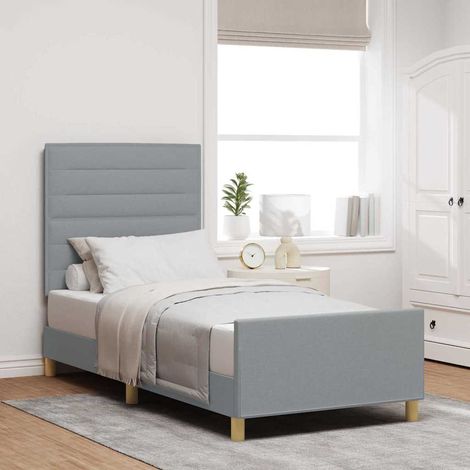 Estructura de cama con cabecera Gris claro 80 x 200 cm tela