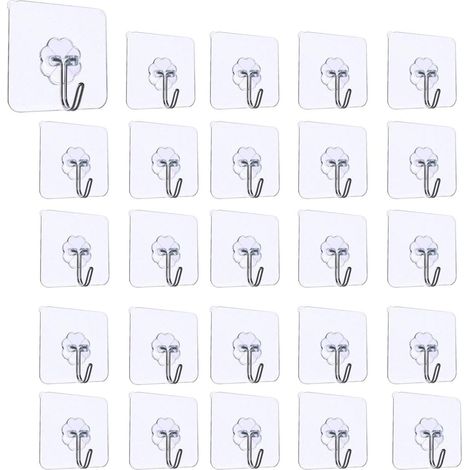 Ganci adesivi trasparenti, ganci da parete per cucina con ganci in acciaio inox, ganci multiuso per asciugamani, ganci da soffitto (20 pezzi)