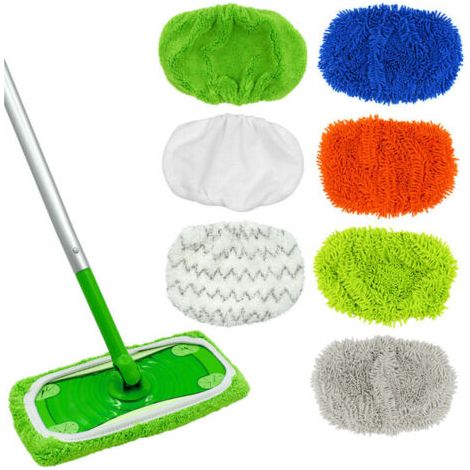BUNTHAUS Lntyq 7 Pièces Lingettes Reutilisable pour Swiffer Sweeper, Tampons De Vadrouille en Microfibre, Tampon à Vadrouille Réutilisable, Mop Remplacement
