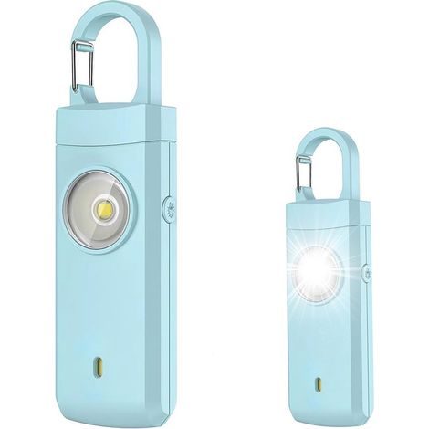 Persönlicher Taschenalarm mit 130 Dezibel, LED-Licht, Notsignal zur Selbstverteidigung, Schlüsselanhänger, für Senioren – Blau (1/5)