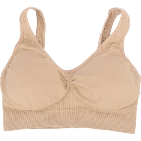 Soutien-gorge de sport pour femme et fille, sans armatures, doux, respirant et rembourré, idéal pour le yoga, la gym, la course à pied et le fitness, kaki XL (1/5)