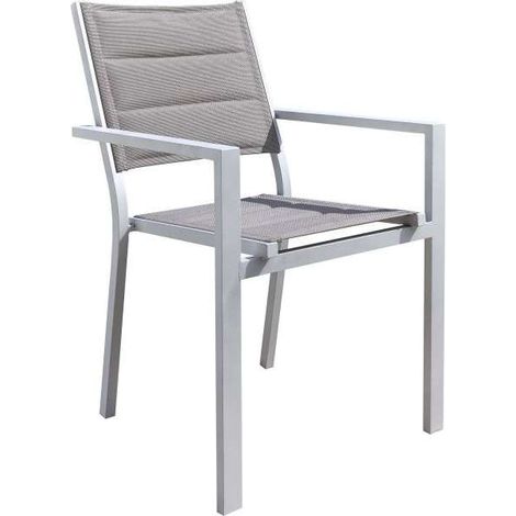 Sedia Osaka da Giardino - Bianco e Beige con Braccioli - Design Moderno e Resistente - Comfort per Esterni