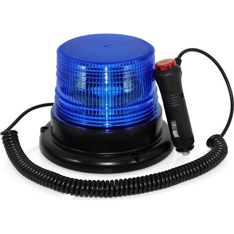 Gyrophare Bleu LED, Phare d’Avertissement Clignotant magnétique pour véhicule avec Prise Allume-Cigare 12-80V (1/5)