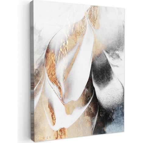 CUADRO EN LIENZO Lujo - Abstracto - Oro - Blanco Lienzo 30x40 cm