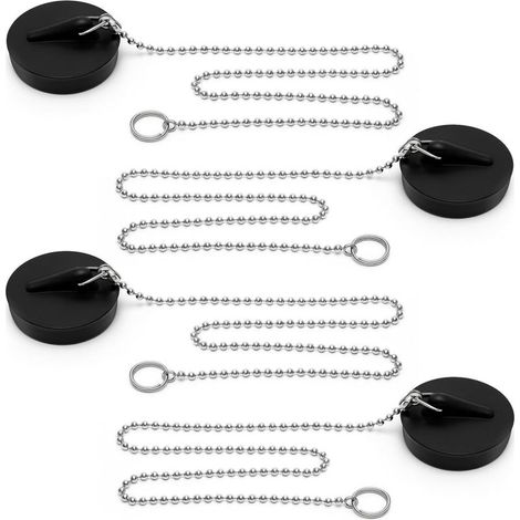 Komplettes Set Abflussstopfen für Spülbecken, Badewannenstopfen mit Kette, universeller Badewannenstopfen mit Stahlkette (1/5)
