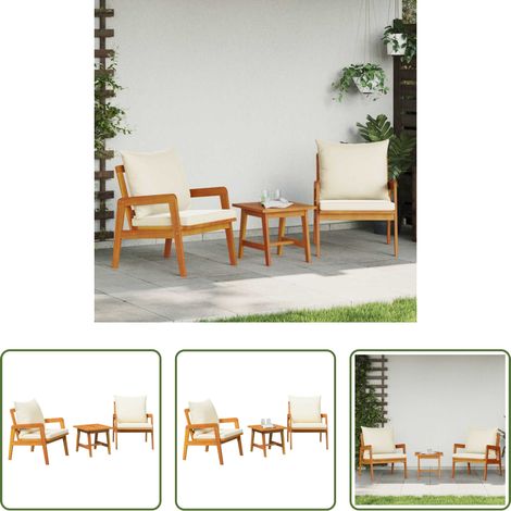 vidaXL Chaise extérieur -  Ensemble bistrot avec coussin 3 pcs Marron Bois d'Acacia Massif (1/5)