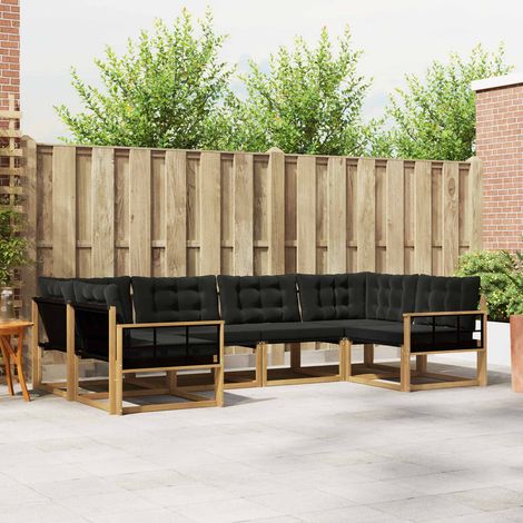 vidaXL Outdoor-Sofagarnitur mit Kissen 6 pcs Weiß und Schwarz (1/5)