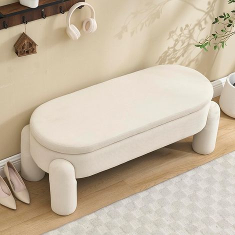 Banc de rangement avec coffre intégré, idéal pour une entrée, une chambre ou un salon. Assise rembourrée en tissu chenille et structure en bois massif. Dimensions : 112 x 43 x 43 cm. Gris. (1/5)