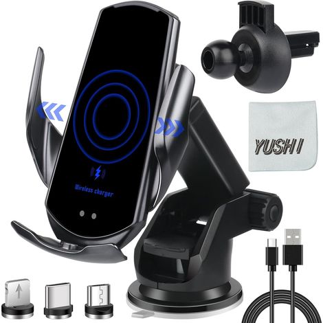 15W Qi Fast Wireless Car Charger for All Smartphones, Car Induction Charger, Fast Wireless Car Charger, Dashboard Ventilation Car Phone Holder (1/5)
