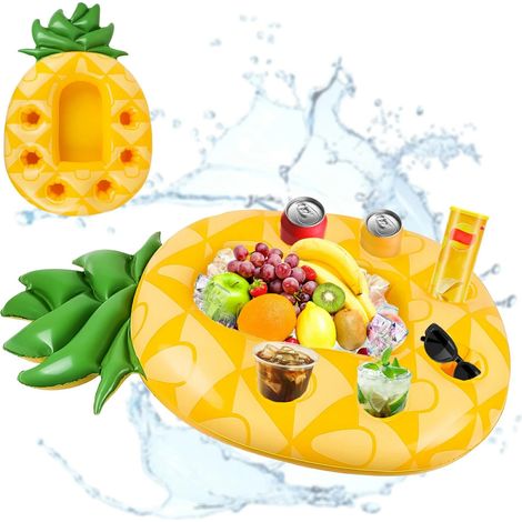 Porte-gobelet gonflable en forme d'ananas, bar de piscine flottant, porte-boissons gonflable, plateau gonflable en forme d'ananas, plateau flottant, piscine flottante (1/5)