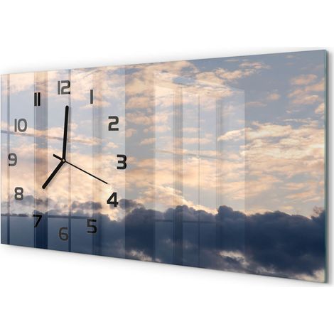 Horloge Murale Panoramique Minimaliste 60x30 cm Design Épuré Moderne Nuages dans le ciel (1/5)